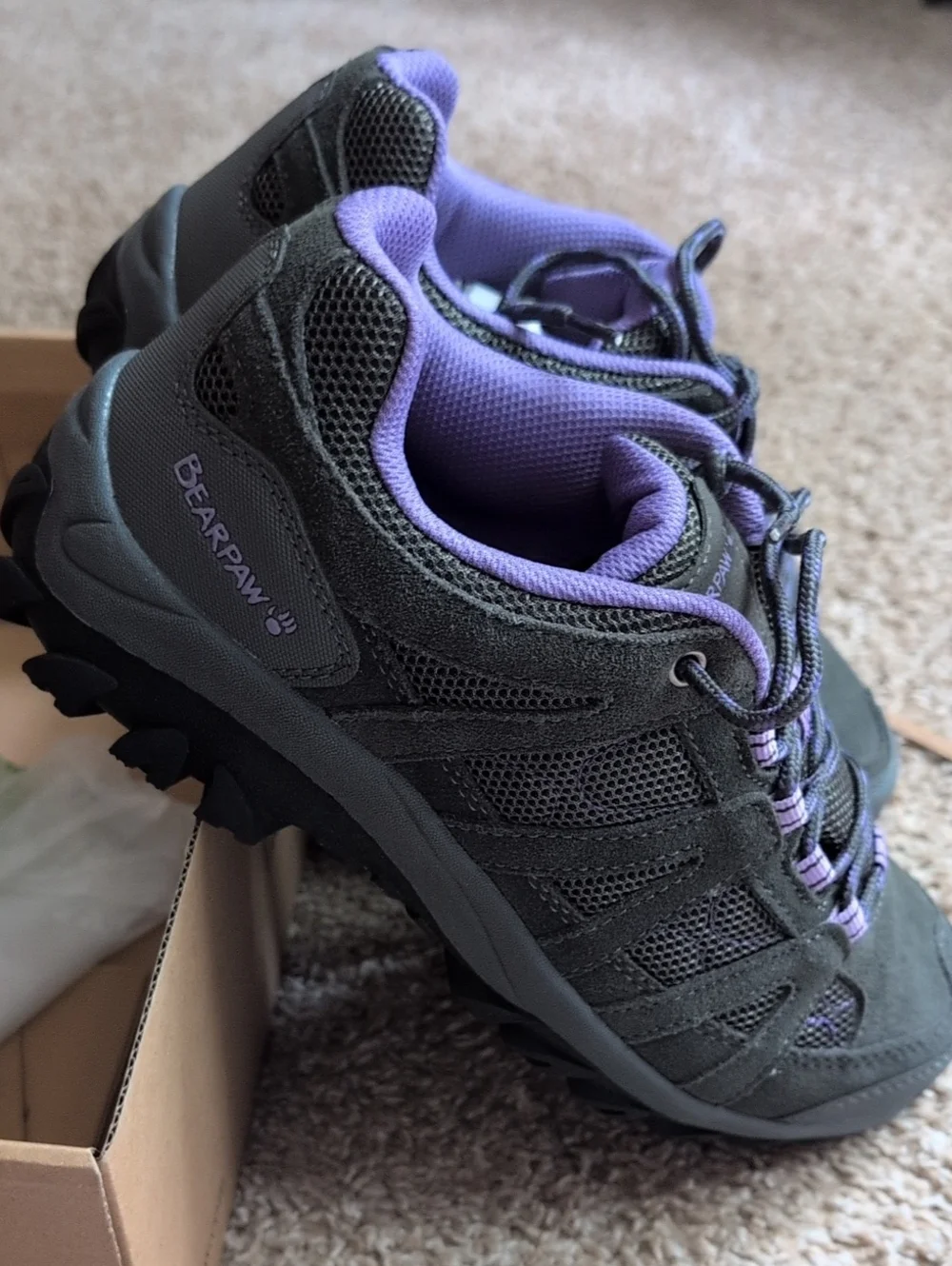 BearPaw Women's Gray and Purple Hiking Trainers